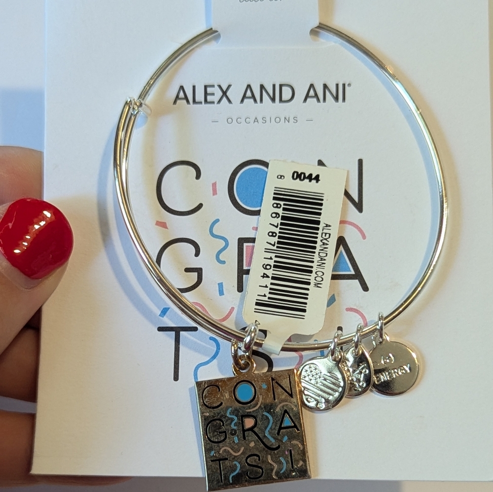 Alex and Ani Silver "Congrats" Charm Bangle